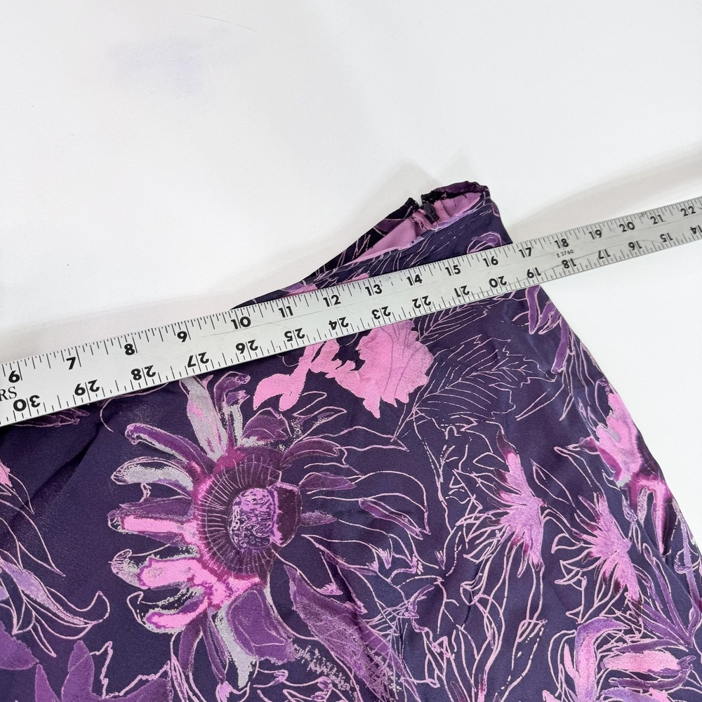 Ann Taylor Skirt Womens 10 Purple Pink Floral Silk Lined Fairy Ruffle Elegant - Picture 3 of 8